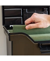 Iris Usa File Box Slim Portable File Organizer Plastic File Box for Letter File w/ Organizer-Lid, Bpa-Free Plastic Storage Organizer with Secure Buckl