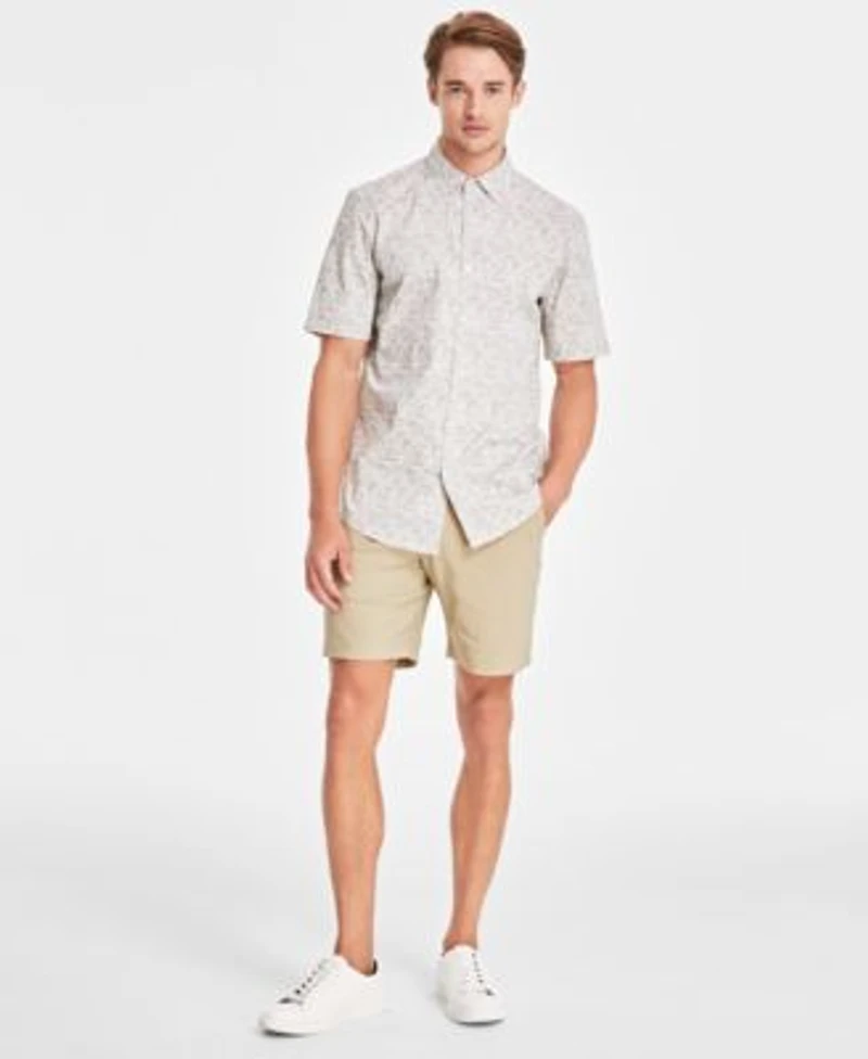Alfani Mens Tech Shorts Distressed Geometric Print Short Sleeve Button Down Shirt Created For Macys