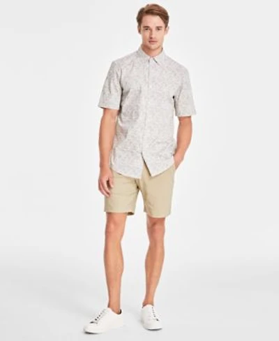 Alfani Mens Tech Shorts Distressed Geometric Print Short Sleeve Button Down Shirt Created For Macys