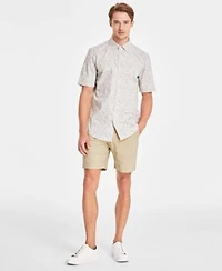 Alfani Mens Tech Shorts Distressed Geometric Print Short Sleeve Button Down Shirt Created For Macys