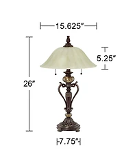 Kathy Ireland Amor Traditional Table Lamp 26" High Bronze Alabaster Champagne Glass Shade for Bedroom Living Room Bedside Nightstand Office Kids