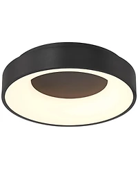 Possini Euro Design Brock Modern Ceiling Light Flush-Mount Fixture 15" Sand Black Dimmable Led for Bedroom Kitchen Living Room