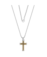 Lucky Brand Stainless Steel (316L) Two Tone Cross Necklace