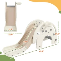 Qaba 3 in 1 Toddler Slide for Years 1-3 w/ Basketball Hoop, Elephant-Themed