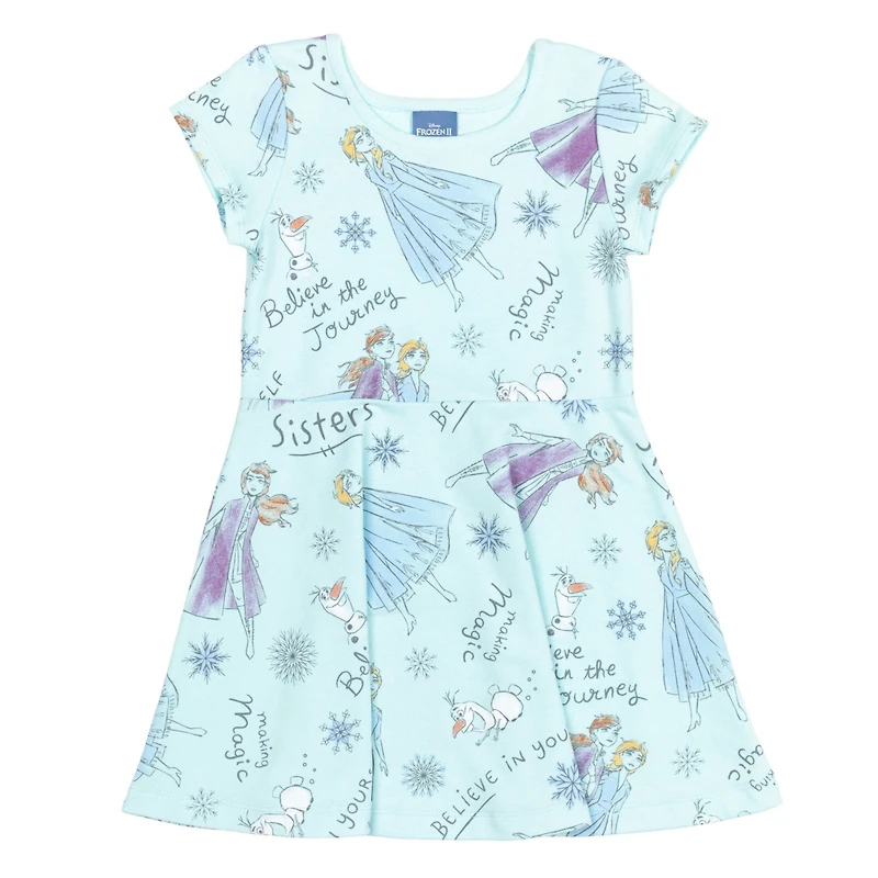 Frozen Girls Disney Princess Minnie Mouse Moana Mulan The Mermaid Cinderella Skater Dress Scrunchie to