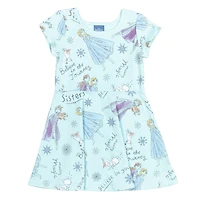 Frozen Girls Disney Princess Minnie Mouse Moana Mulan The Mermaid Cinderella Skater Dress Scrunchie to