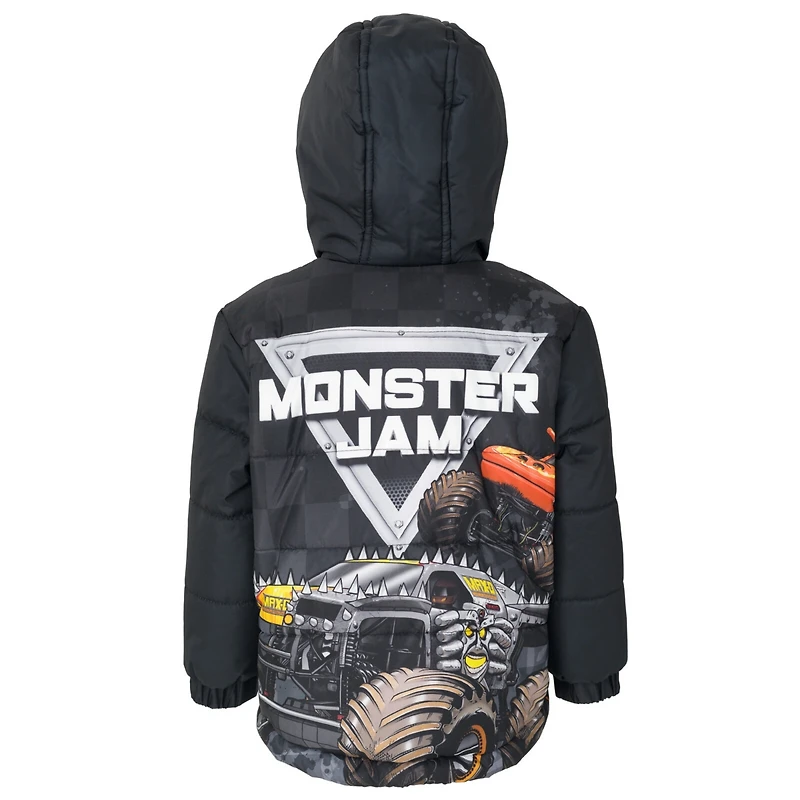 Monster Jam Boys Zip Up Winter Coat Puffer Jacket