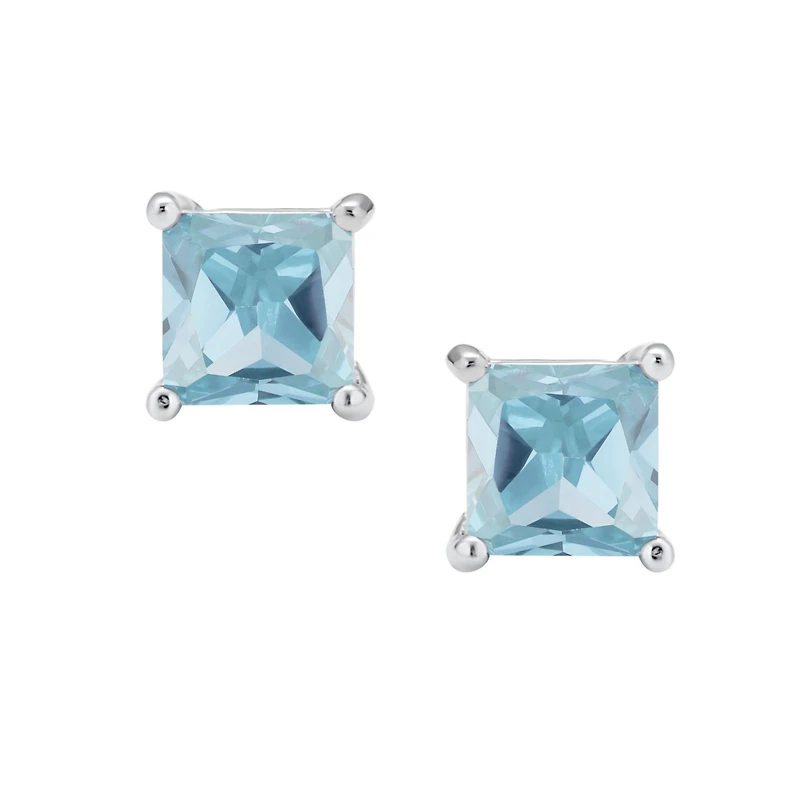 Bling Jewelry 2CT Square Cubic Zirconia Cz Stud Earrings Sterling Silver 7MM
