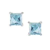 Bling Jewelry 2CT Square Cubic Zirconia Cz Stud Earrings Sterling Silver 7MM