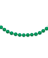 Bling Jewelry Simple 7MM Ball Bead Dyed Green Agate Strand Necklace Sterling Silver 19 Inch