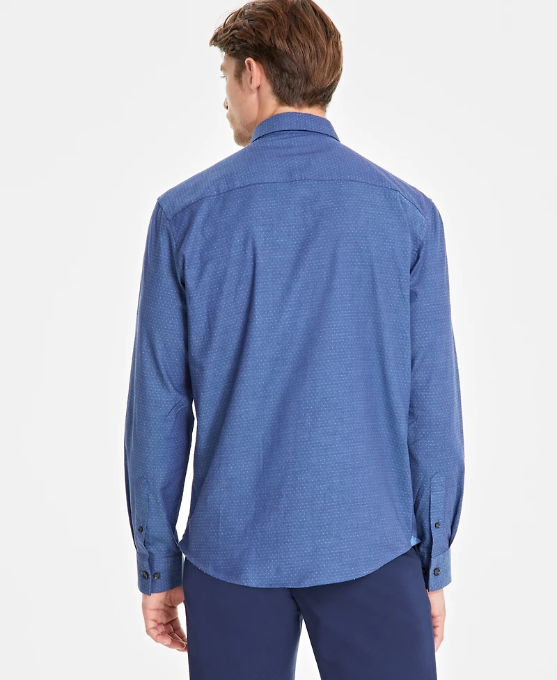 Alfani Men's Modern Classic-Fit Stretch Dot Dobby Button-Down Shirt, Created for Macy's