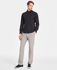 Alfani Men's Classic-Fit Heathered Jersey-Knit Button-Down Shirt, Created for Macy's