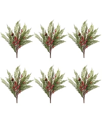 Slickblue Pine and Berry Spray for Festive Holiday Decor (Set of 6)
