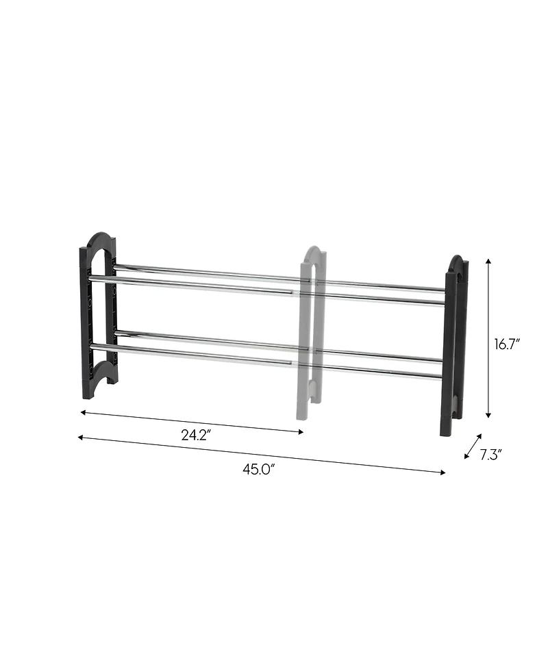 Iris Usa 2 Tier Extendable and Stackable Freestanding Metal Shoe Racks for Entryway