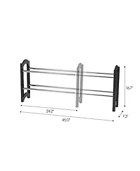 Iris Usa 2 Tier Extendable and Stackable Freestanding Metal Shoe Racks for Entryway