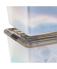 Iris Usa 4 Pack 91qt Large Plastic Storage Bin with Lid and Secure Latching Buckles, Clear/Gray