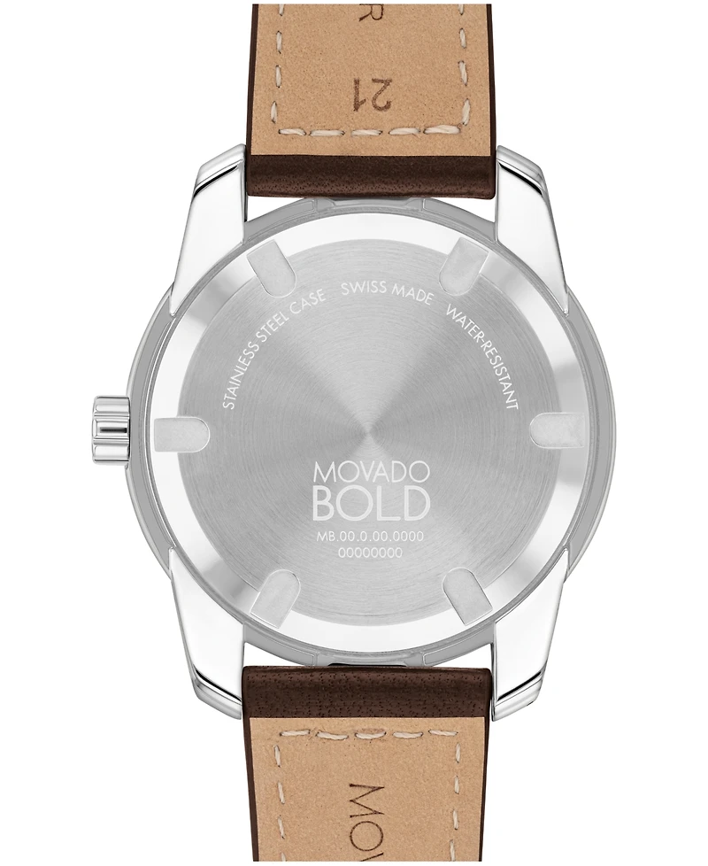 Movado Men's Bold Verso Swiss Quartz Brown Leather Watch 42mm