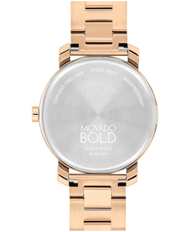 Movado Women's Bold Access Swiss Quartz Ionic Plated Carnation Gold Steel Watch 34mm