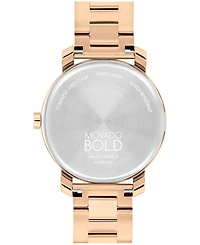 Movado Women's Bold Access Swiss Quartz Ionic Plated Carnation Gold Steel Watch 34mm
