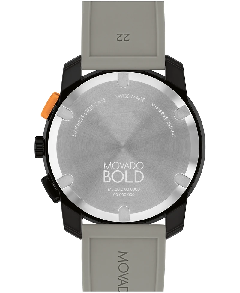 Movado Men's Bold Tr90 Swiss Quartz Chrono Gray Silicone Watch 43.50mm