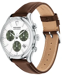 Movado Men's Calendoplan Swiss Quartz Chrono Chocolate Leather Watch 43mm