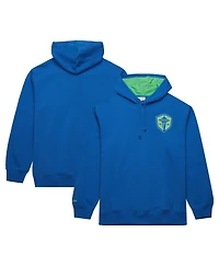 Mitchell & Ness Men's Blue Seattle Sounders Fc Crest Fleece Pullover Hoodie