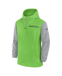 Nike Men's Neon Green/Gray Seattle Seahawks 2024/25 Sideline Pre-Game Player 1/2-Zip Hoodie Jacket