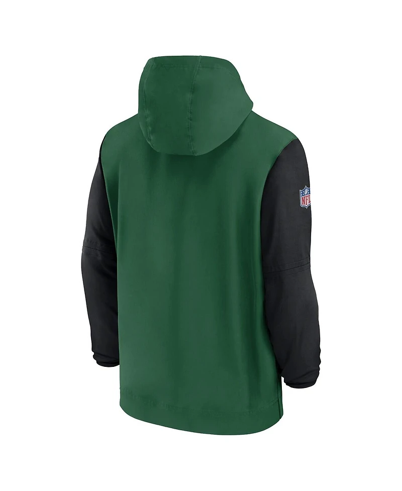 Nike Men's Green/Black New York Jets 2024/25 Sideline Pre-Game Player 1/2-Zip Hoodie Jacket