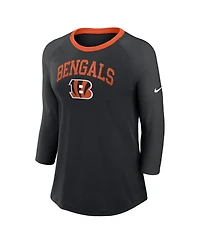 Nike Women's Black Cincinnati Bengals Raglan 3/4 Sleeve T-Shirt