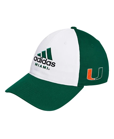 Adidas Men's White/Green Miami Hurricanes Slouch Adjustable Hat
