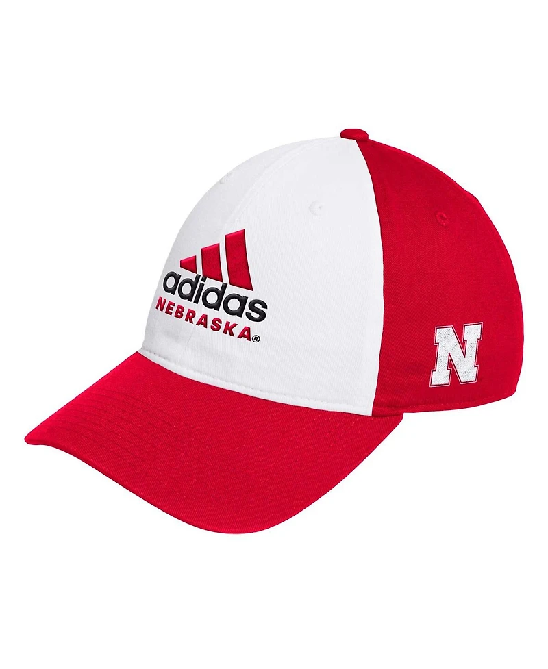 Adidas Men's White/Scarlet Nebraska Huskers Slouch Adjustable Hat