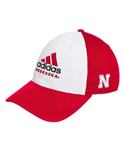 Adidas Men's White/Scarlet Nebraska Huskers Slouch Adjustable Hat