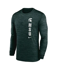 Nike Men's Green Michigan State Spartans 2024 Sideline Velocity Performance Long Sleeve T-Shirt