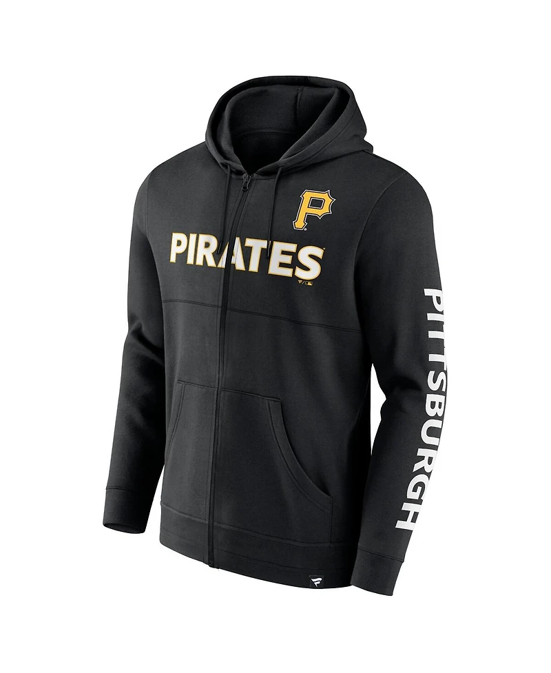 Fanatics Men's Black Pittsburgh Pirates Ace Hoodie Full-Zip Sweatshirt