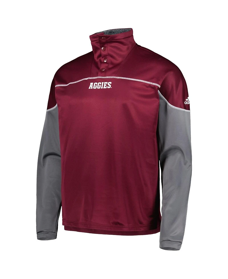 Adidas Men's Maroon Texas A&M Aggies Aeroready Knit Quarter-Snap Jacket