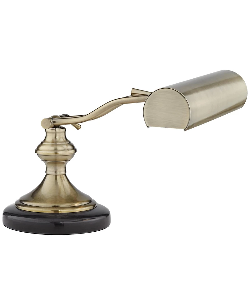 Regency Hill Traditional Piano Banker Desk Lamp Adjustable 12" High Black Marble Base Antique Brass Shade for Office Table