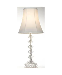360 Lighting Bohemian Country Cottage Style Accent Table Lamp 21" High Clear Stacked Glass Off White Bell Shade Decor for Living Room Bedroom House Be