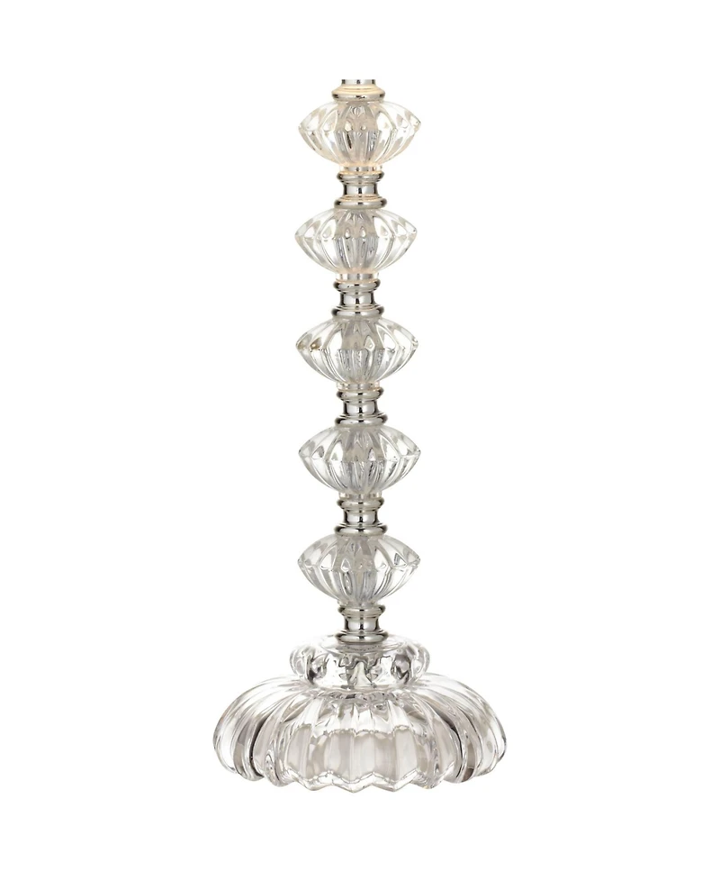 360 Lighting Bohemian Country Cottage Style Accent Table Lamp 21" High Clear Stacked Glass Off White Bell Shade Decor for Living Room Bedroom House Be
