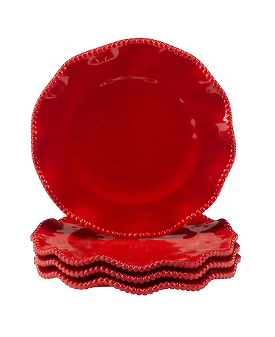 Certified International Perlette Red Salad Plates, Set of 4
