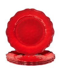 Certified International Red Crackle Dinner Plates, Set of 4