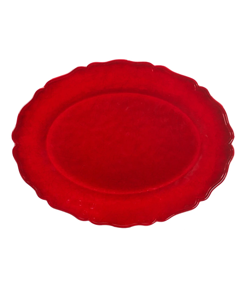 Certified International Red Crackle 2-Pc. Melamine Platter Set