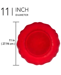 Certified International Red Crackle Dinner Plates, Set of 4