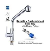 Stainless Steel Kitchen Sink Faucet Pull Out Dual Function Mixer Taps 1 Handle Long Neck