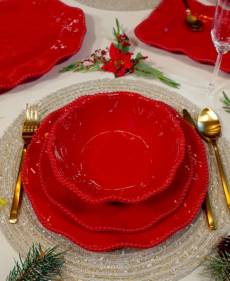 Certified International Perlette Red Salad Plates, Set of 4