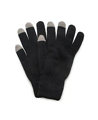 Muk Luks Men's Unisex 2 Layer Knit Glove with Texting Fingers, Black, One Size
