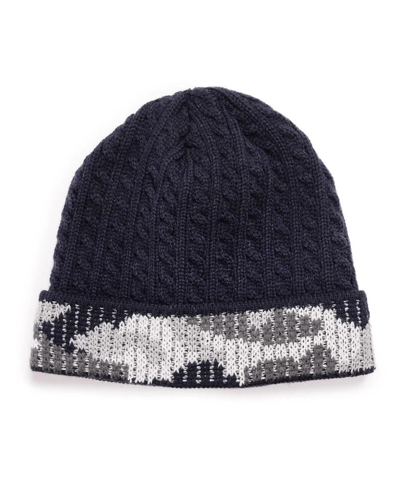 Muk Luks Men's Camo Cuff Cap, Navy, One