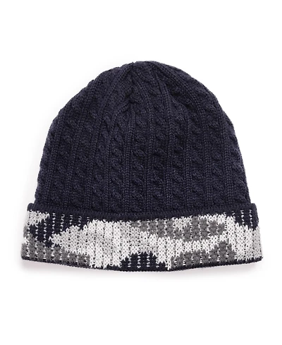 Muk Luks Men's Camo Cuff Cap, Navy, One