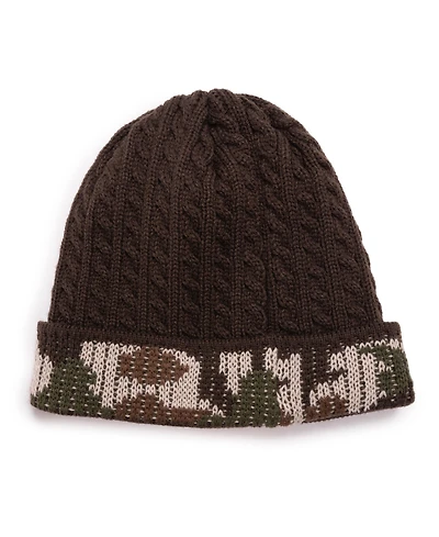 Muk Luks Men's Camo Cuff Cap, Navy, One