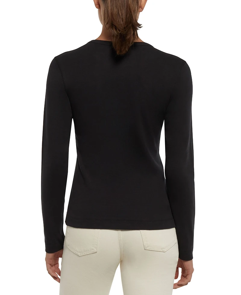 Three Dots Women's Long-Sleeve Crewneck T-Shirt