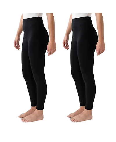 Muk Luks Women's 2 Pack of Leggings, Charcoal/Black, 2X/3X